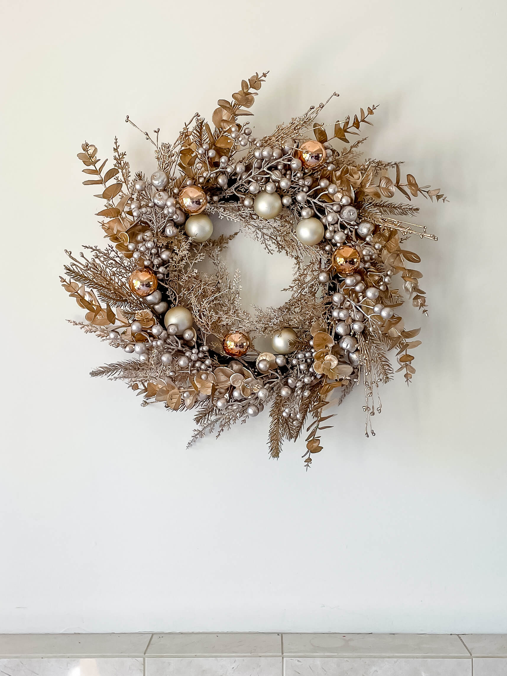 Gold & Champagne Ornament Wreath 26"