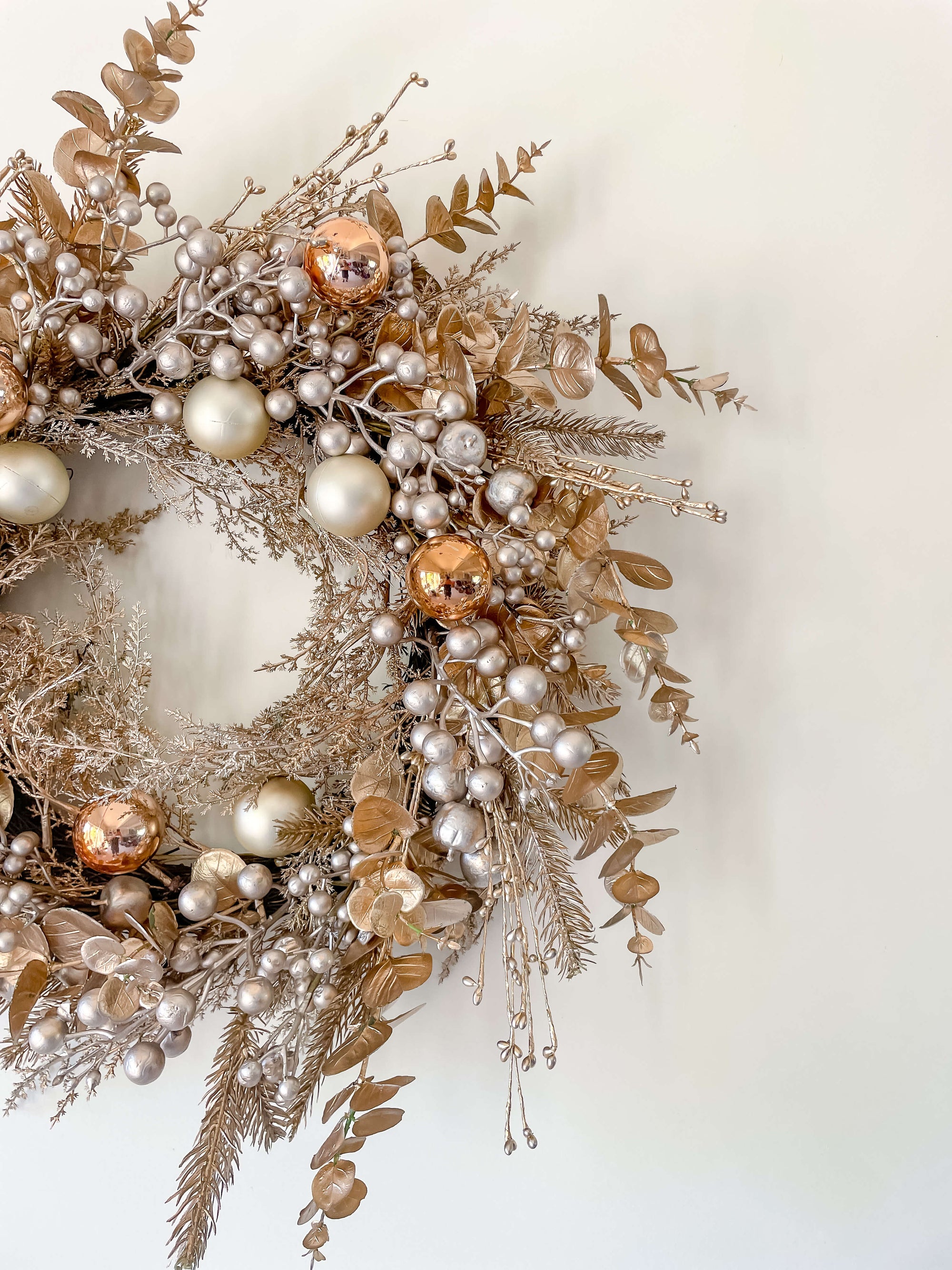 Gold & Champagne Ornament Wreath 26"