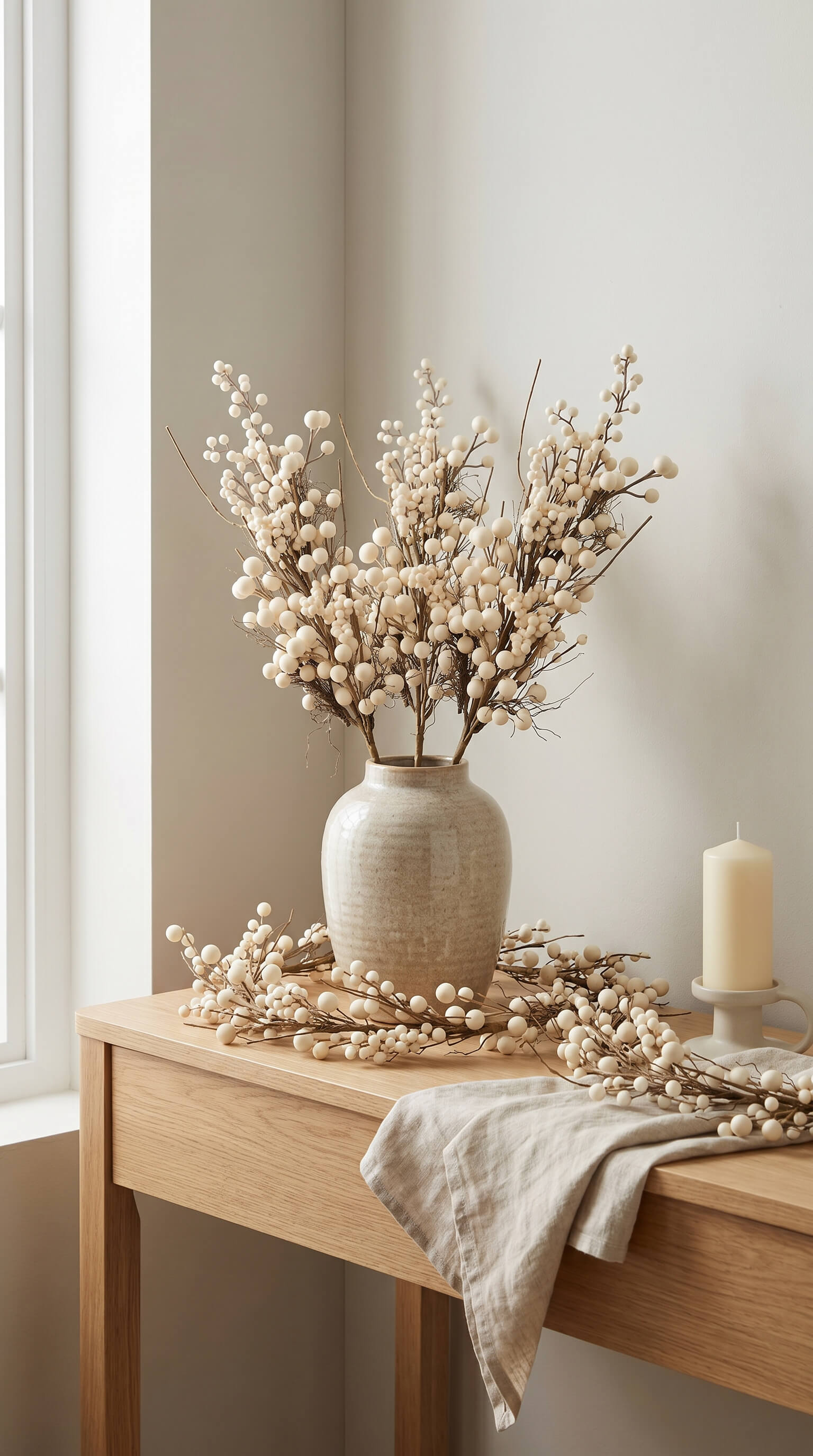 Cream Ivory Berry Stem 34" - Bundle of 3