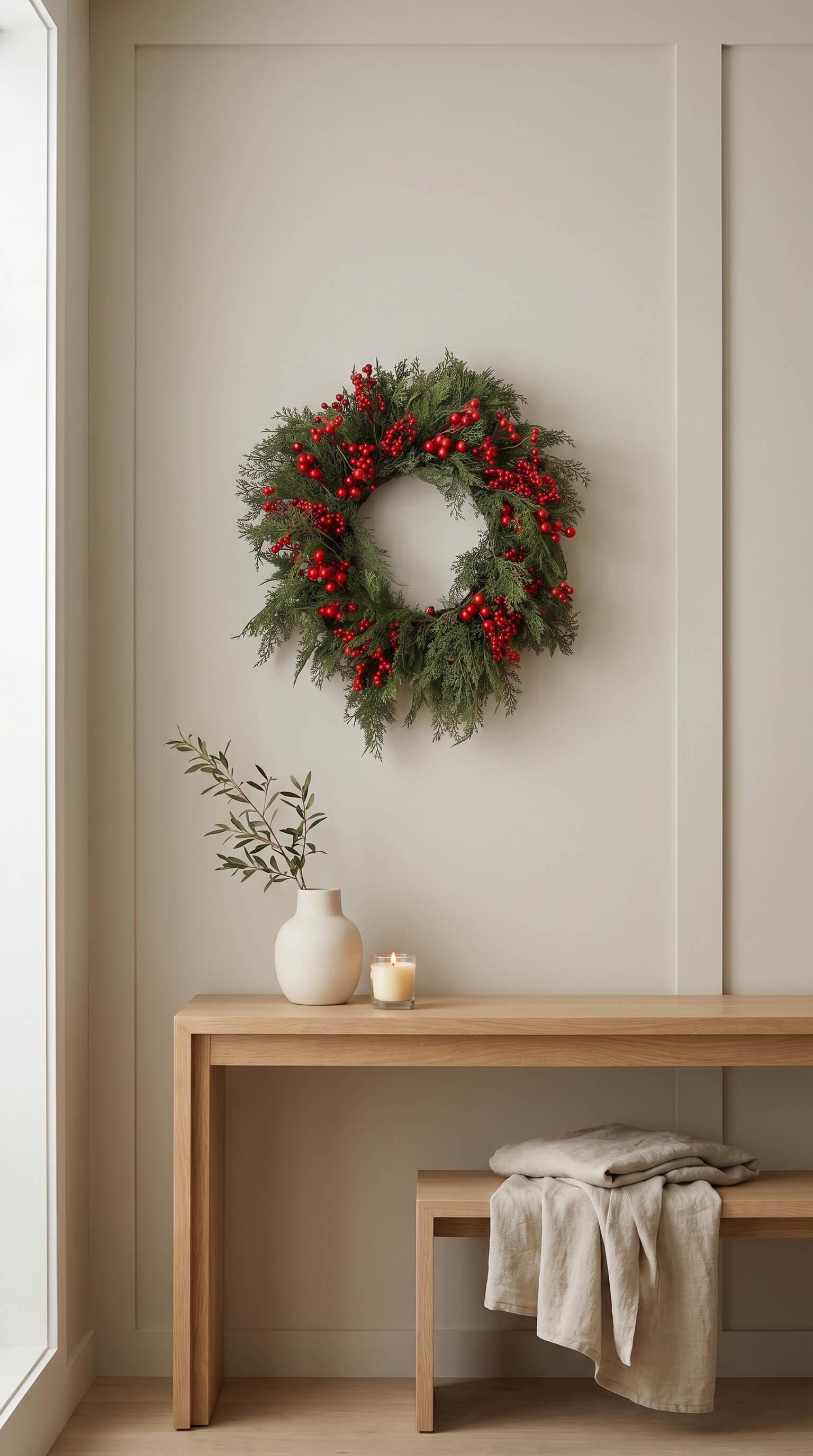 Red Berry Cedar Wreath 26"