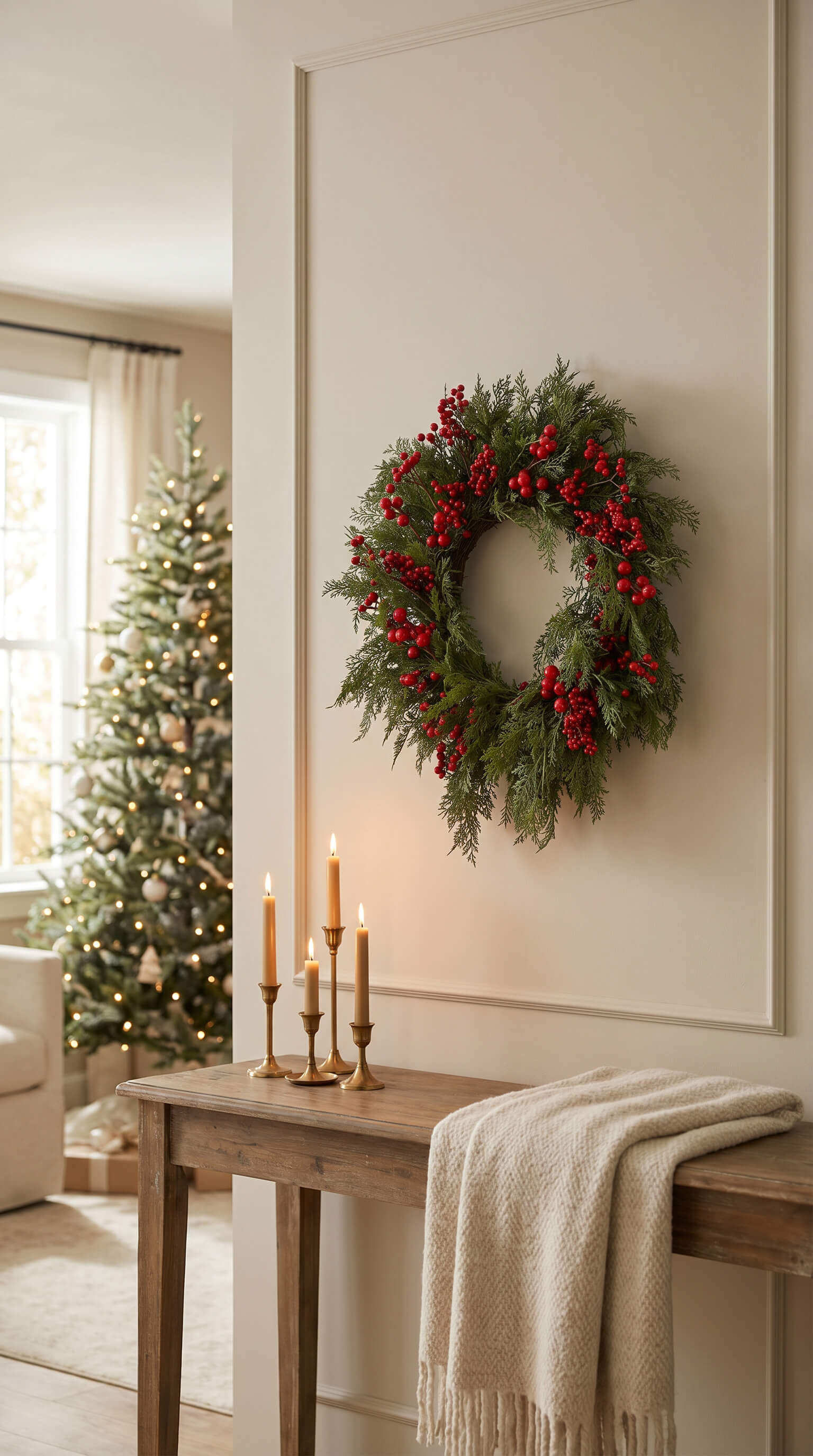 Red Berry Cedar Wreath 26"