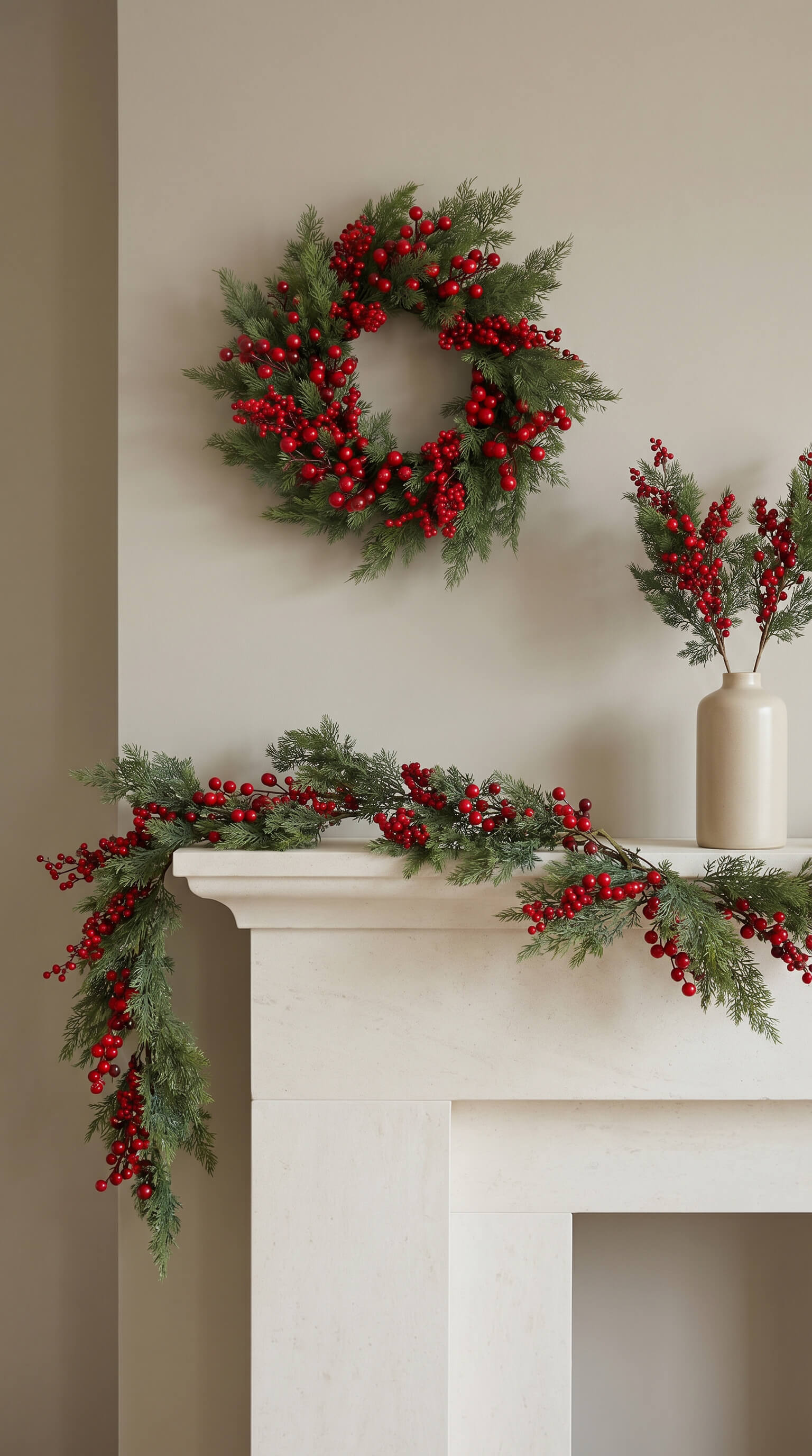 Red Berry Cypress Garland 60"