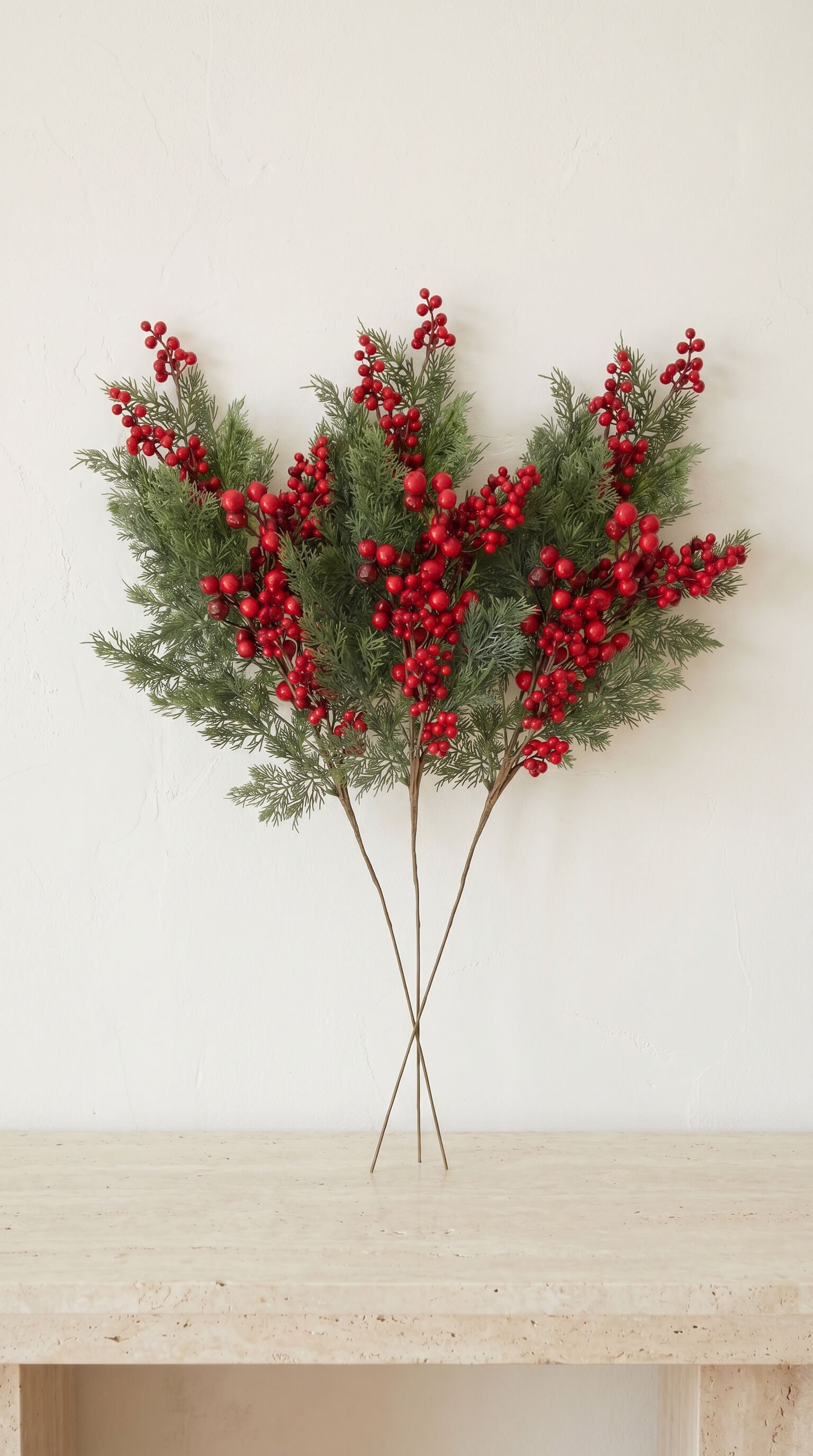 Red Berry Cypress Stem 32" - Bundle of 3