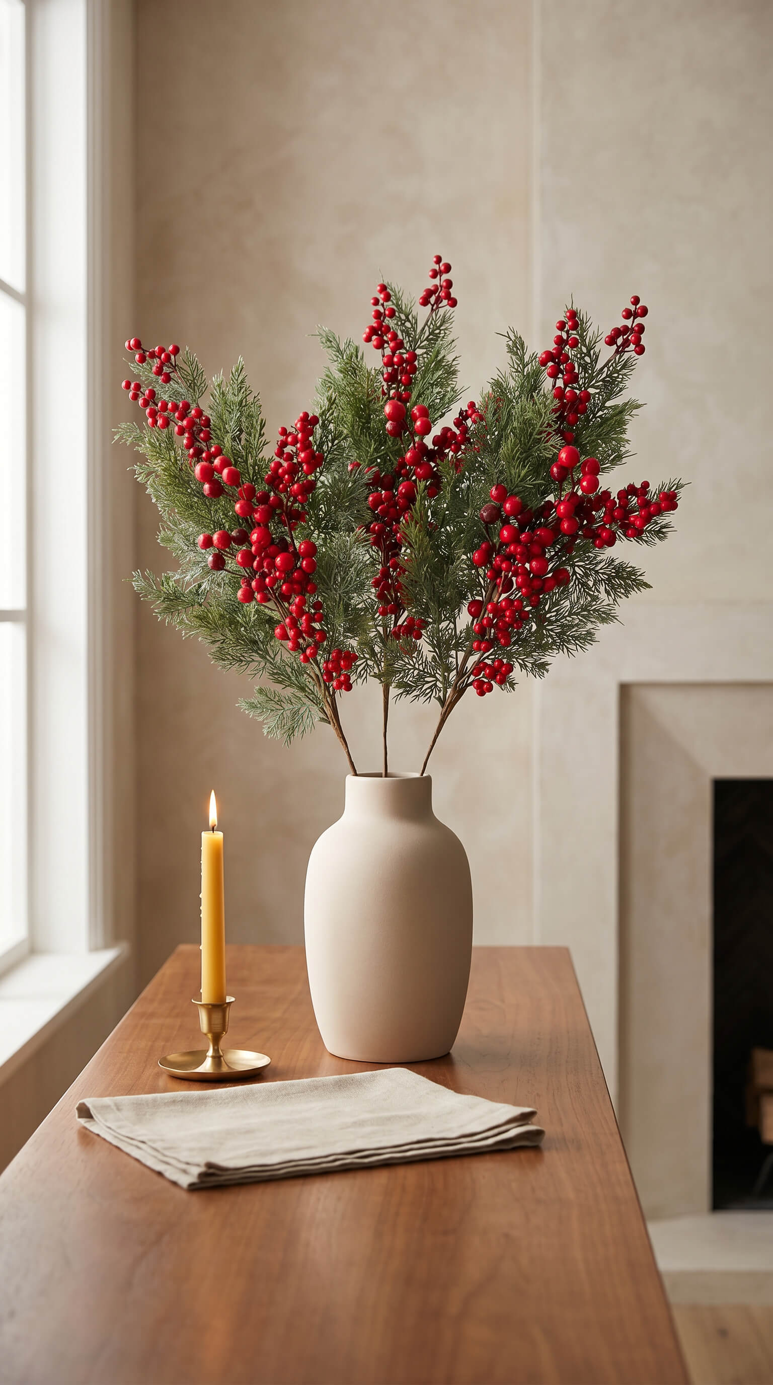 Red Berry Cypress Stem 32" - Bundle of 3