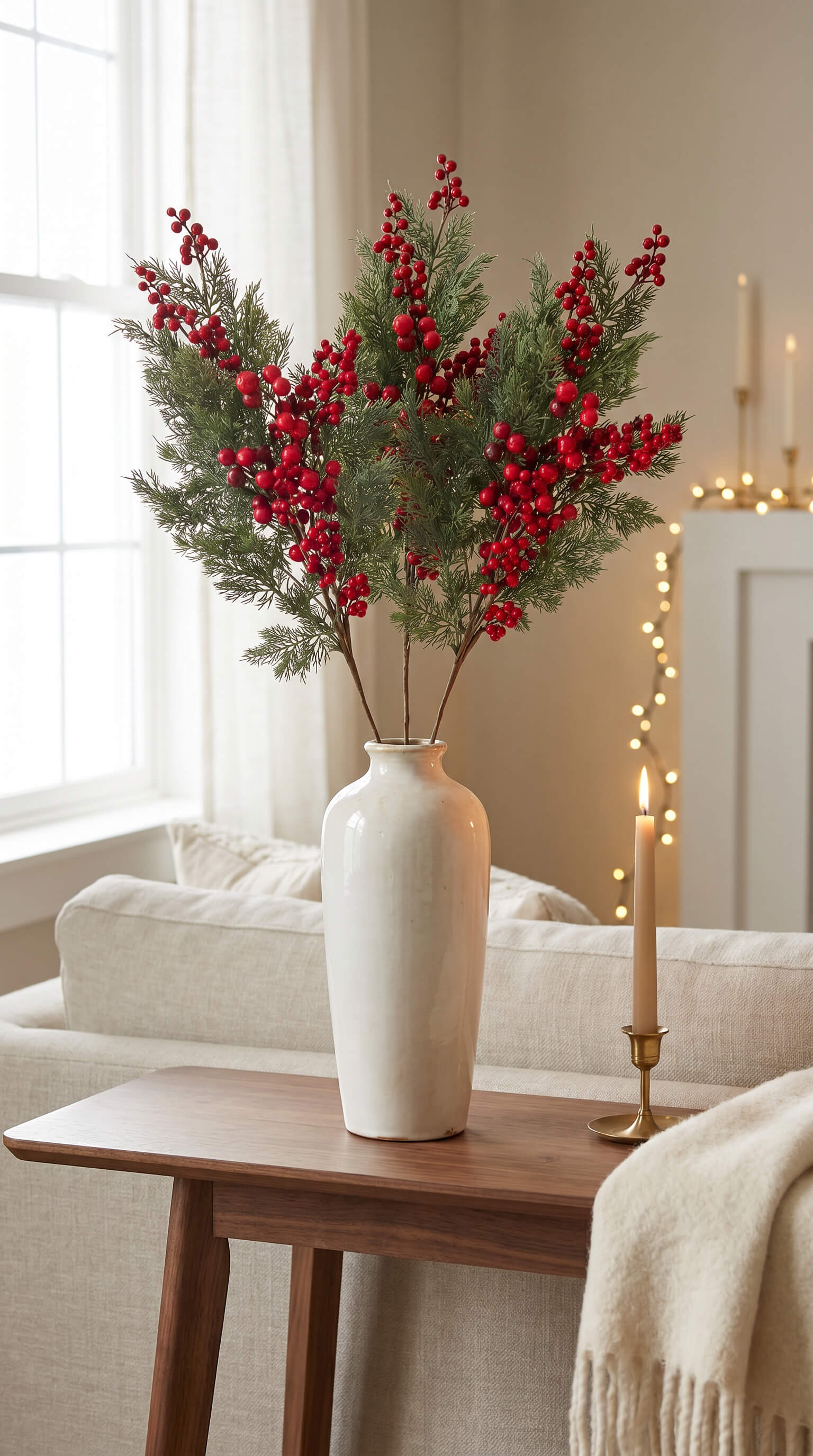 Red Berry Cypress Stem 32" - Bundle of 3