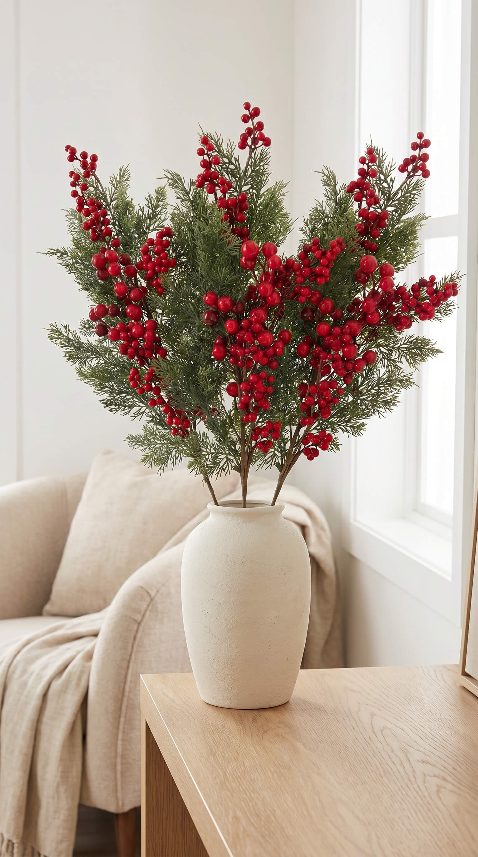 Red Berry Cypress Stem 32" - Bundle of 3
