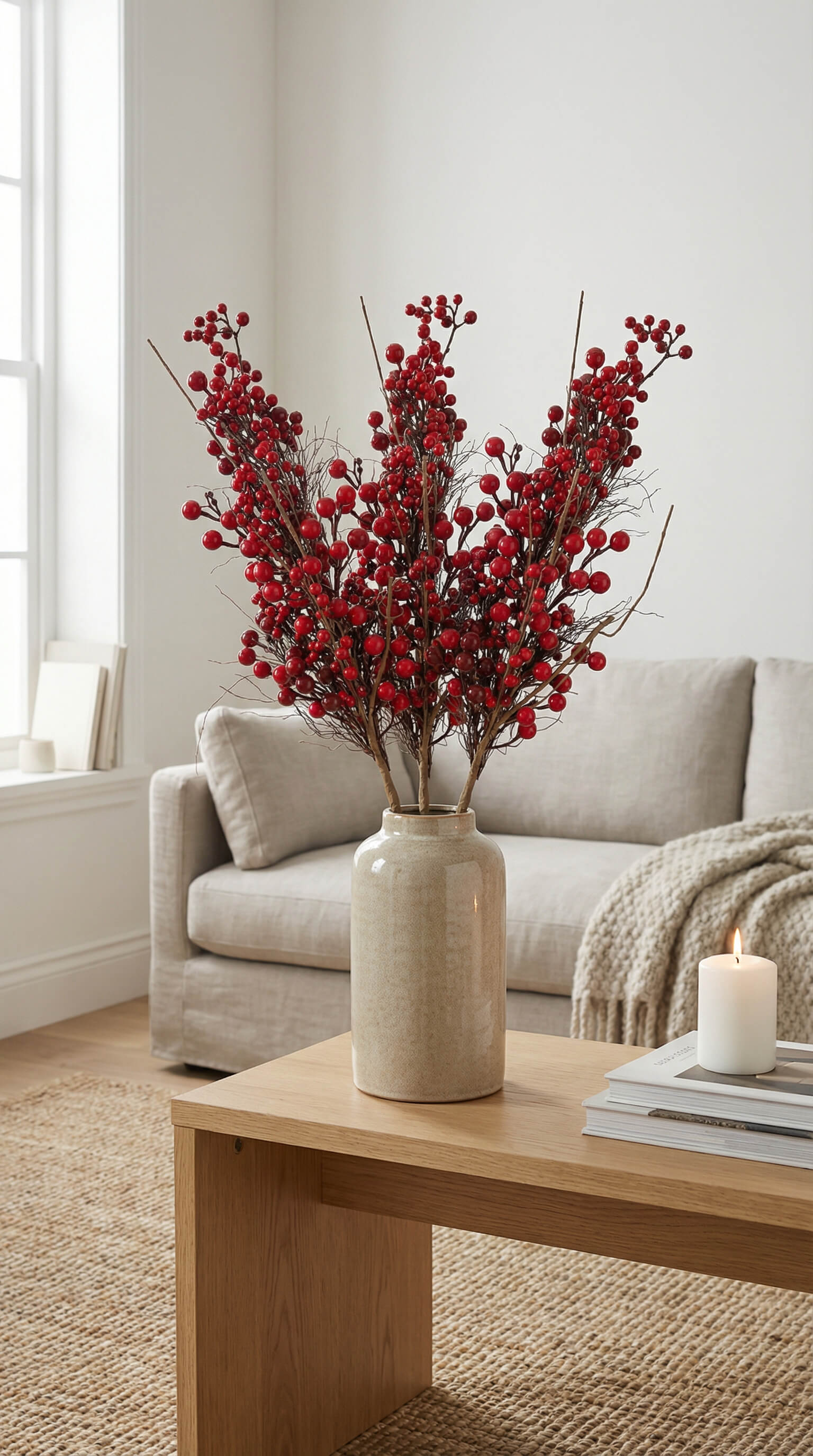 Red Berry Stem 34" - Bundle of 3