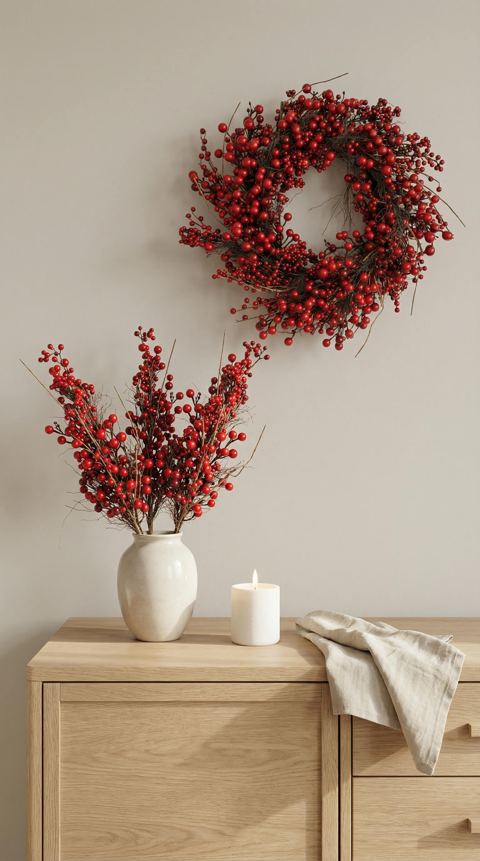 Red Berry Stem 34" - Bundle of 3