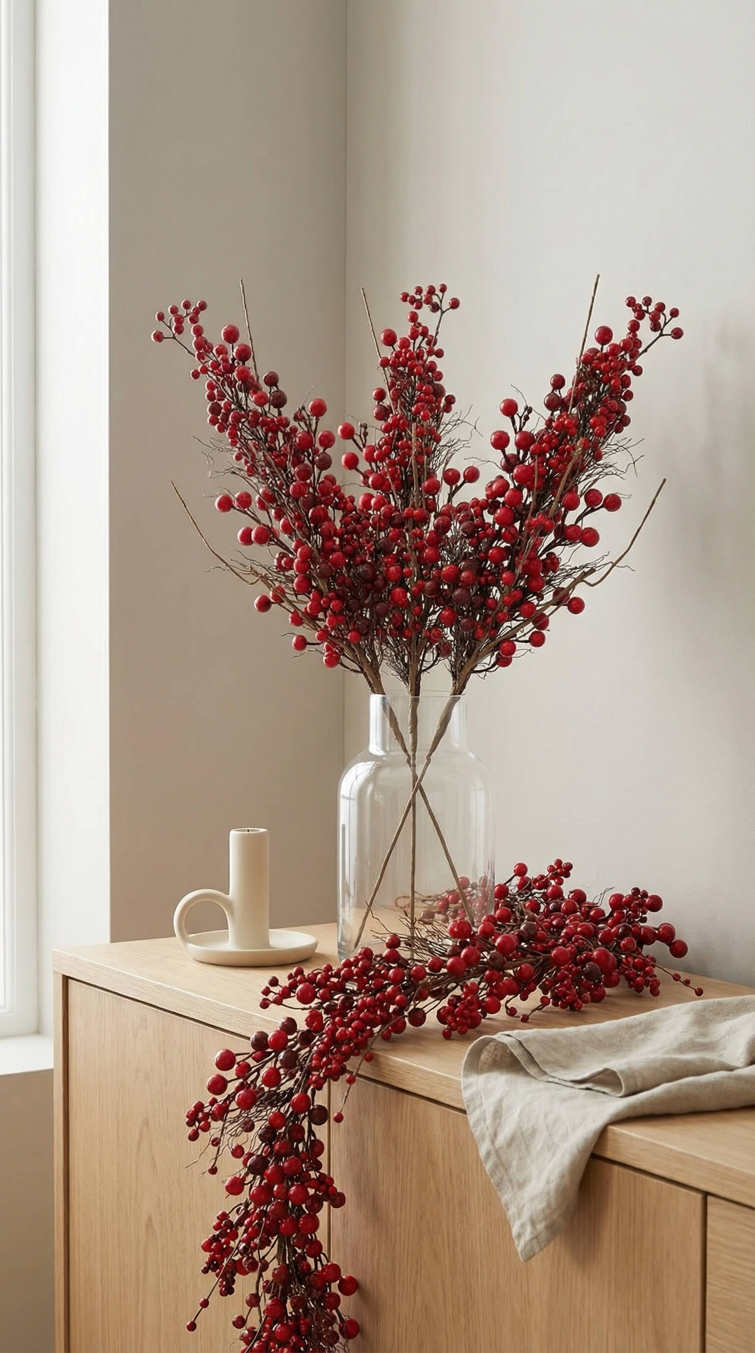 Red Berry Stem 34" - Bundle of 3