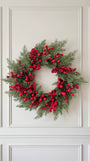 Red Berry Cypress Wreath 22"