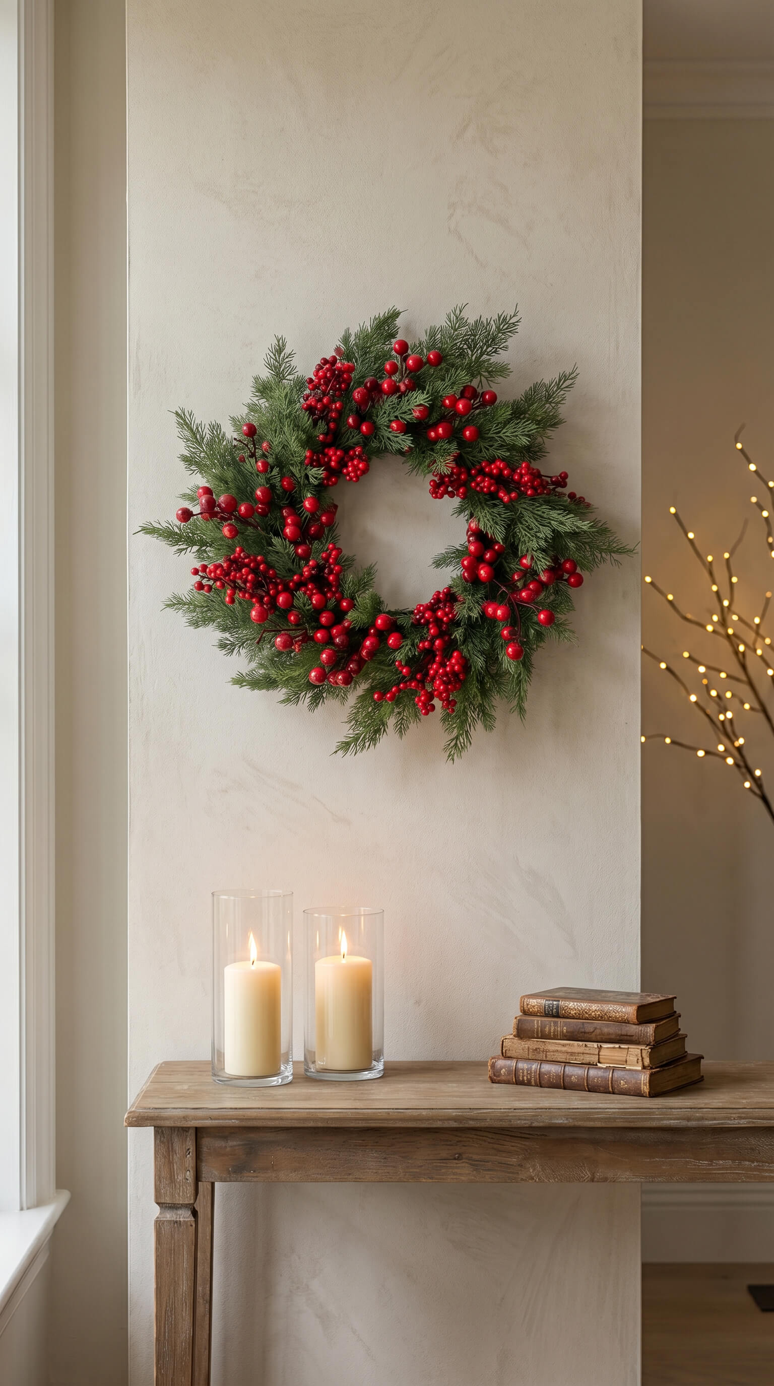Red Berry Cypress Wreath 22"
