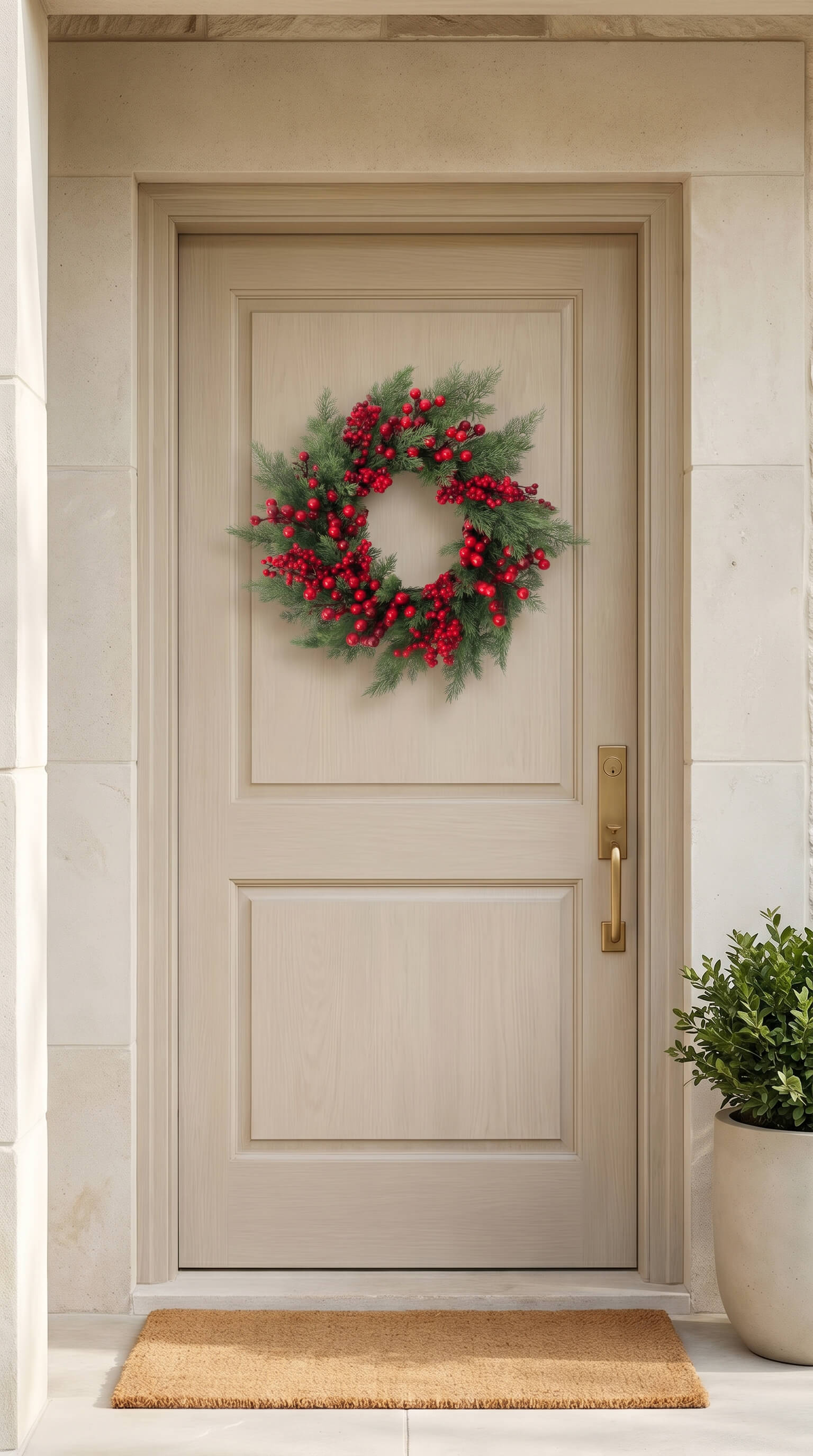 Red Berry Cypress Wreath 22"