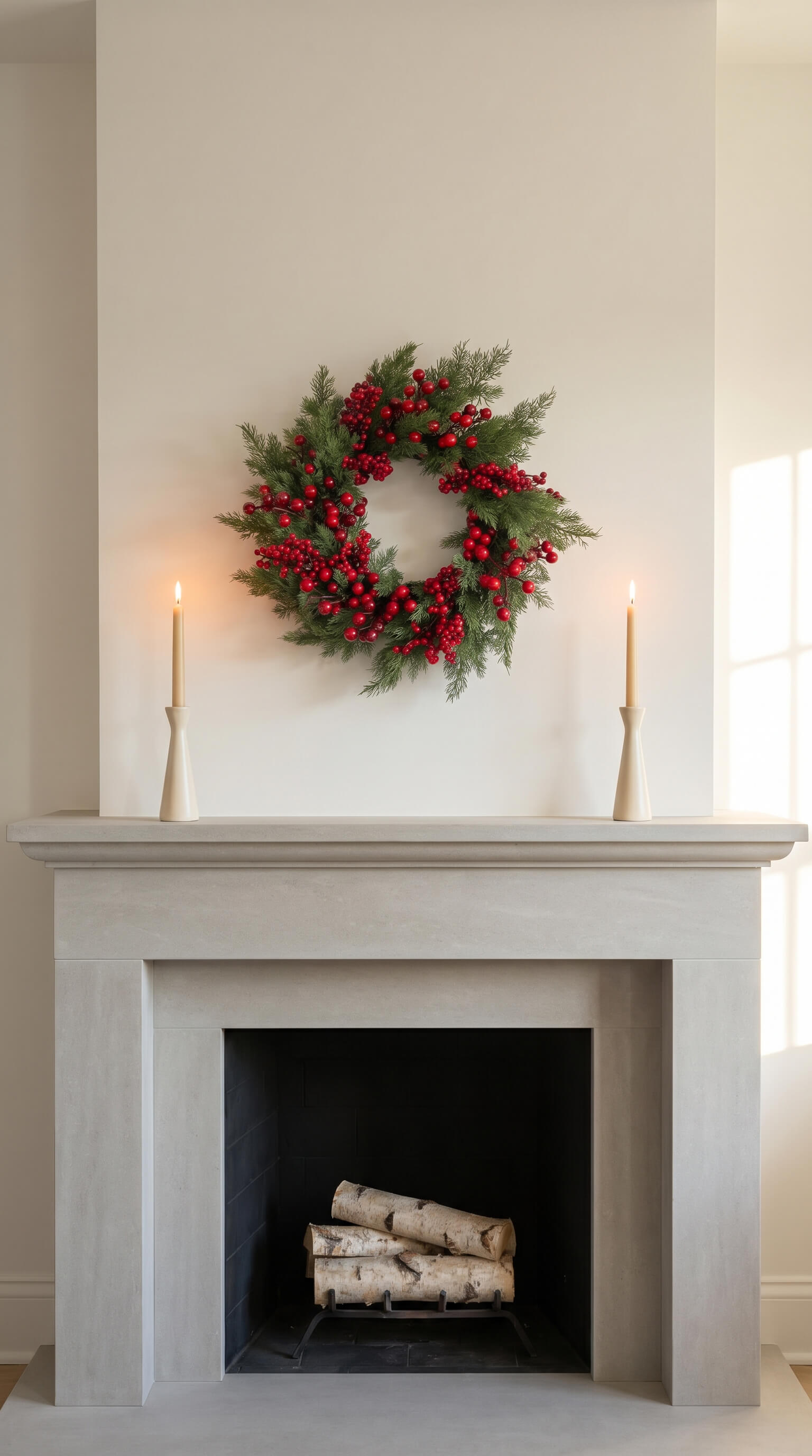Red Berry Cypress Wreath 22"
