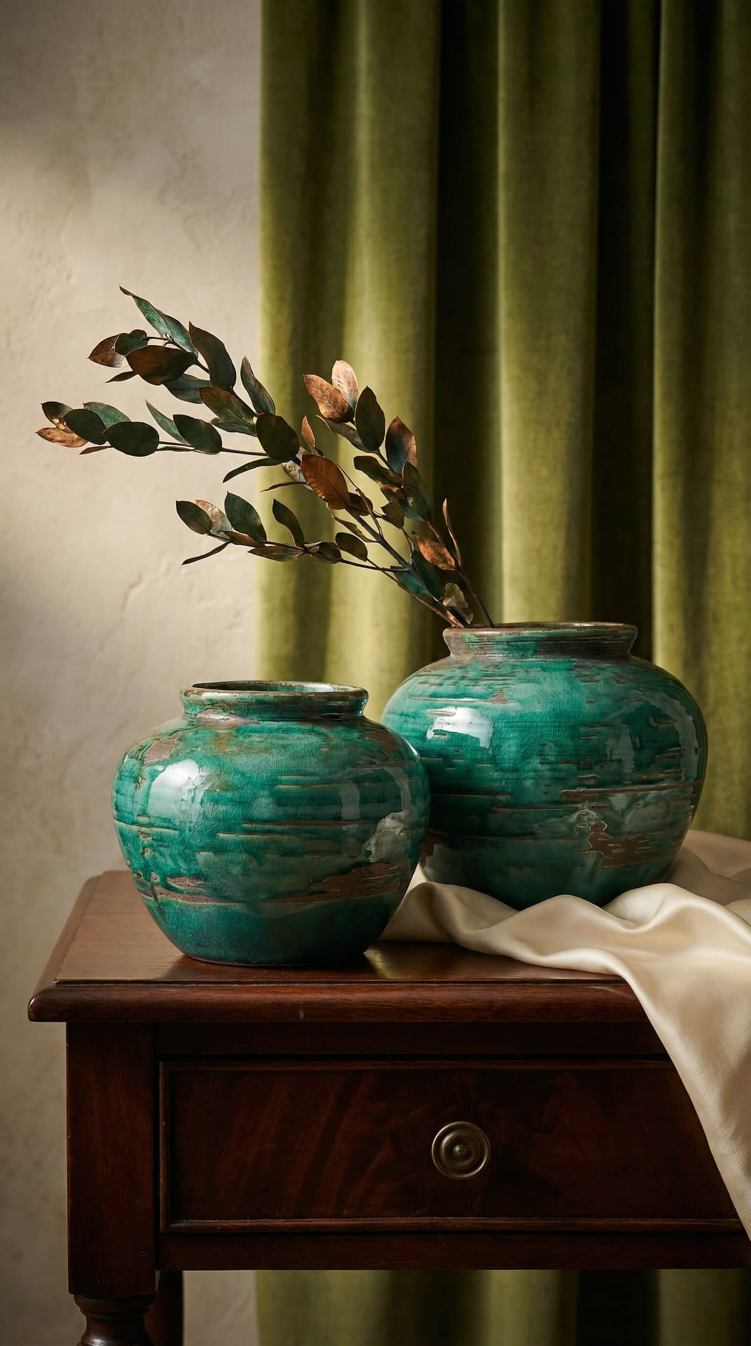 Selva Emerald Green Crackled Ceramic Vase – Hycroft Home Decor
